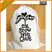 Bolsa de bolsa de cordón natural de algodón reutilizable